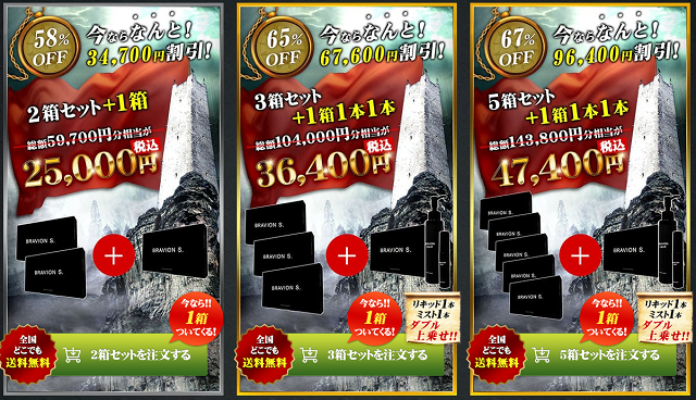 ブラビオンSの公式サイトの特典