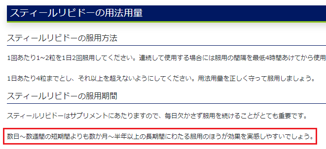 スティールリビドーを飲む期間