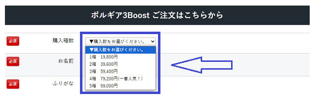 ボルギア3ブーストを注文する手順